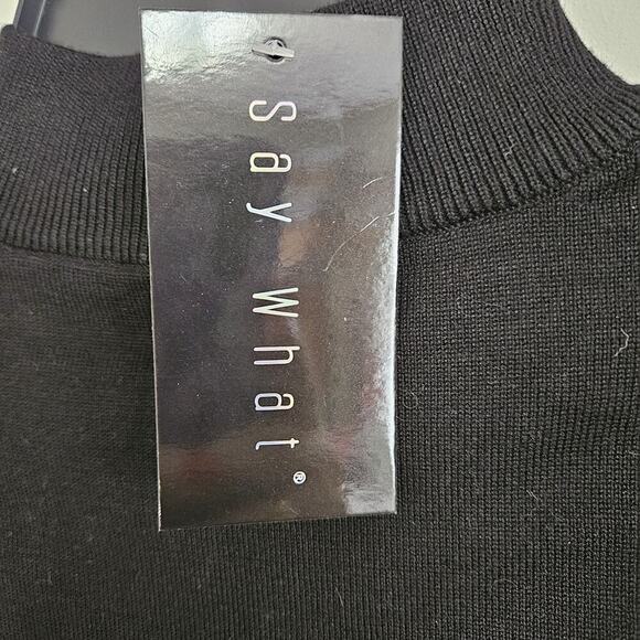 Say What? Sexy Rhinestone Embellished Bodycon LS Dress Black Small Stretch - Picture 6 of 9